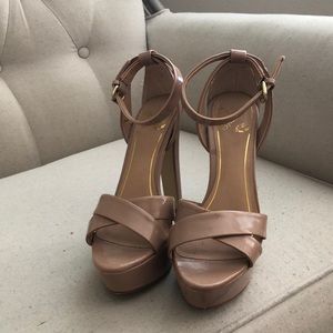 Nude platform heels
